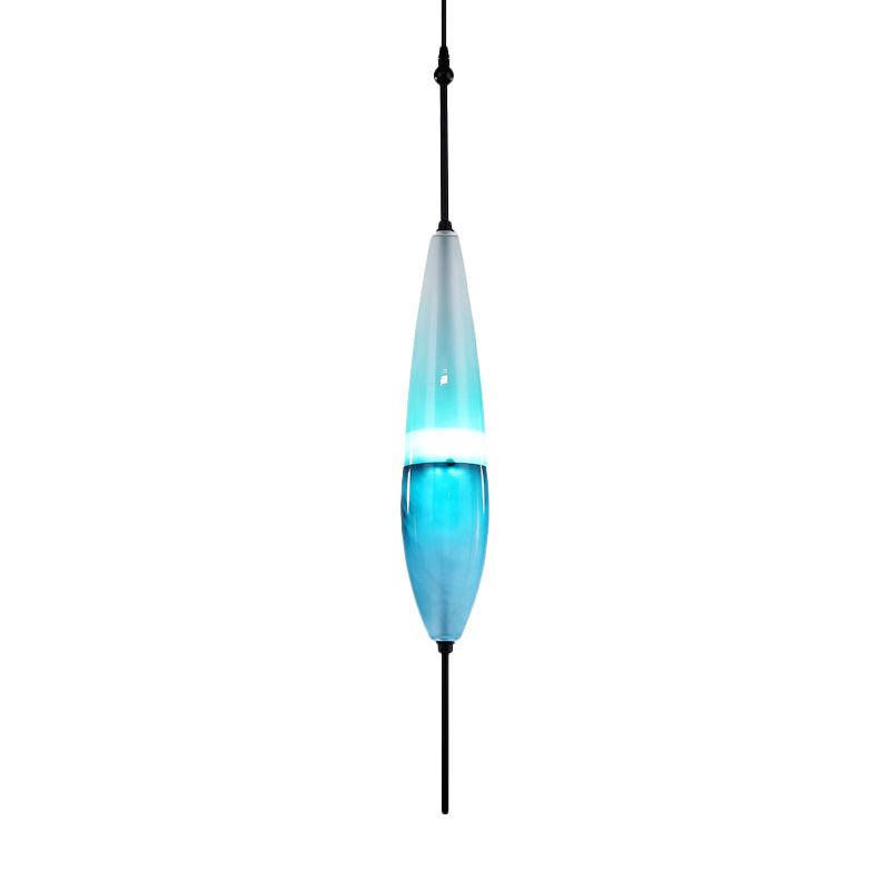 Blue Teardrop/Drum/Cylinder Pendant Lighting Modern 1 Light Glass Hanging Ceiling Lamp in White/Warm Light Blue C Clearhalo 'Ceiling Lights' 'Glass shade' 'Glass' 'Modern Pendants' 'Modern' 'Pendant Lights' 'Pendants' Lighting' 770572