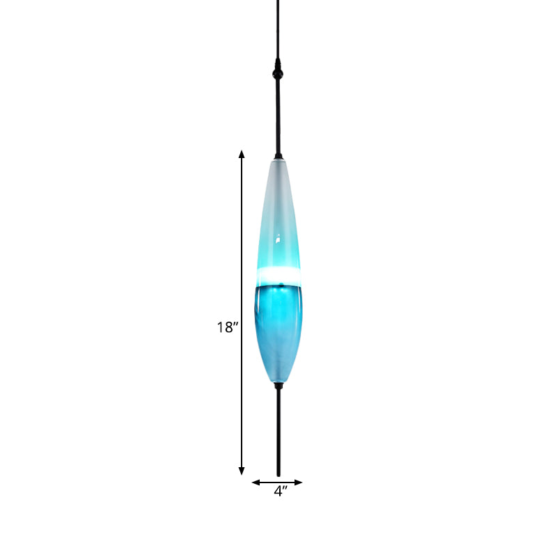 Blue Teardrop/Drum/Cylinder Pendant Lighting Modern 1 Light Glass Hanging Ceiling Lamp in White/Warm Light Clearhalo 'Ceiling Lights' 'Glass shade' 'Glass' 'Modern Pendants' 'Modern' 'Pendant Lights' 'Pendants' Lighting' 770574