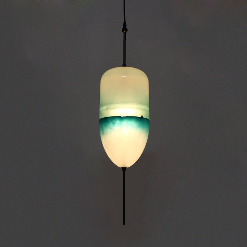 Blue Teardrop/Drum/Cylinder Pendant Lighting Modern 1 Light Glass Hanging Ceiling Lamp in White/Warm Light Clearhalo 'Ceiling Lights' 'Glass shade' 'Glass' 'Modern Pendants' 'Modern' 'Pendant Lights' 'Pendants' Lighting' 770578