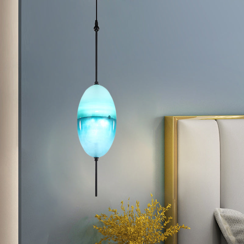 Blue Teardrop/Drum/Cylinder Pendant Lighting Modern 1 Light Glass Hanging Ceiling Lamp in White/Warm Light Clearhalo 'Ceiling Lights' 'Glass shade' 'Glass' 'Modern Pendants' 'Modern' 'Pendant Lights' 'Pendants' Lighting' 770581