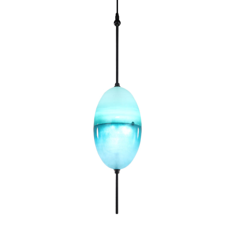 Blue Teardrop/Drum/Cylinder Pendant Lighting Modern 1 Light Glass Hanging Ceiling Lamp in White/Warm Light Clearhalo 'Ceiling Lights' 'Glass shade' 'Glass' 'Modern Pendants' 'Modern' 'Pendant Lights' 'Pendants' Lighting' 770582