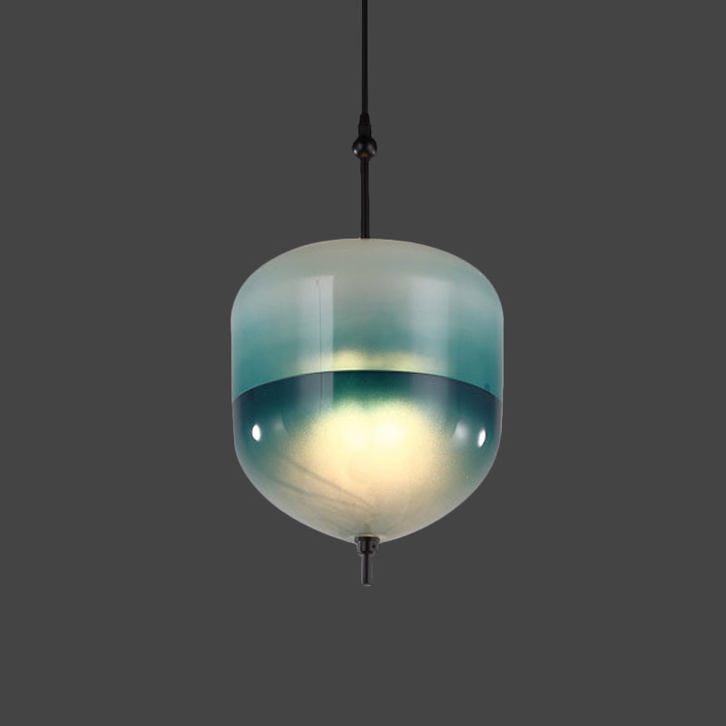 Blue Teardrop/Drum/Cylinder Pendant Lighting Modern 1 Light Glass Hanging Ceiling Lamp in White/Warm Light Clearhalo 'Ceiling Lights' 'Glass shade' 'Glass' 'Modern Pendants' 'Modern' 'Pendant Lights' 'Pendants' Lighting' 770593