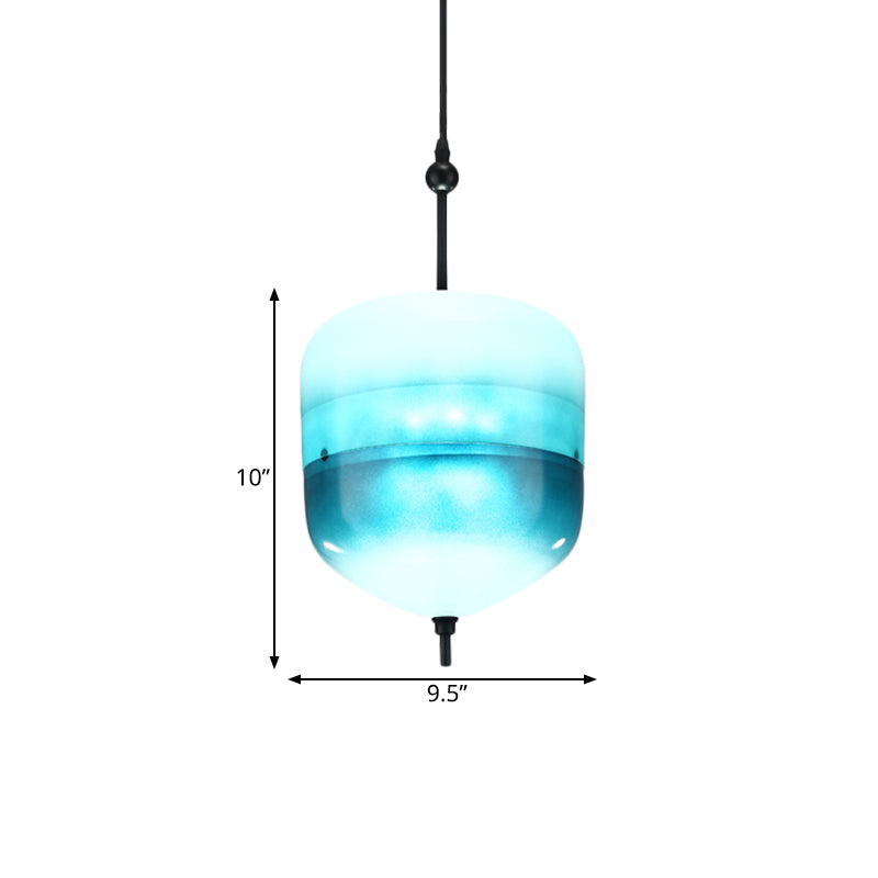 Blue Teardrop/Drum/Cylinder Pendant Lighting Modern 1 Light Glass Hanging Ceiling Lamp in White/Warm Light Clearhalo 'Ceiling Lights' 'Glass shade' 'Glass' 'Modern Pendants' 'Modern' 'Pendant Lights' 'Pendants' Lighting' 770594