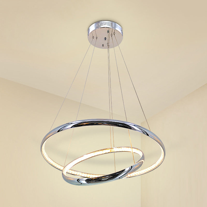 Ring Chandelier Pendant Contemporary Acrylic LED Silver Ceiling Light Fixture in Warm/White Light Clearhalo 'Ceiling Lights' 'Chandeliers' 'Modern Chandeliers' 'Modern' Lighting' 770602