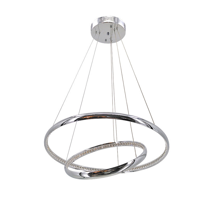 Ring Chandelier Pendant Contemporary Acrylic LED Silver Ceiling Light Fixture in Warm/White Light Clearhalo 'Ceiling Lights' 'Chandeliers' 'Modern Chandeliers' 'Modern' Lighting' 770603