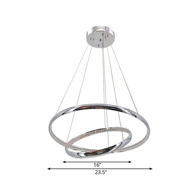 Ring Chandelier Pendant Contemporary Acrylic LED Silver Ceiling Light Fixture in Warm/White Light Clearhalo 'Ceiling Lights' 'Chandeliers' 'Modern Chandeliers' 'Modern' Lighting' 770604