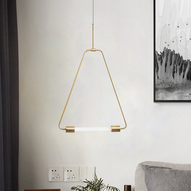 Black/Gold Metal Ceiling Light Triangle Wire Frame Simple Style LED Pendant Light Fixture for Foyer Clearhalo 'Ceiling Lights' 'Modern Pendants' 'Modern' 'Pendant Lights' 'Pendants' Lighting' 770606