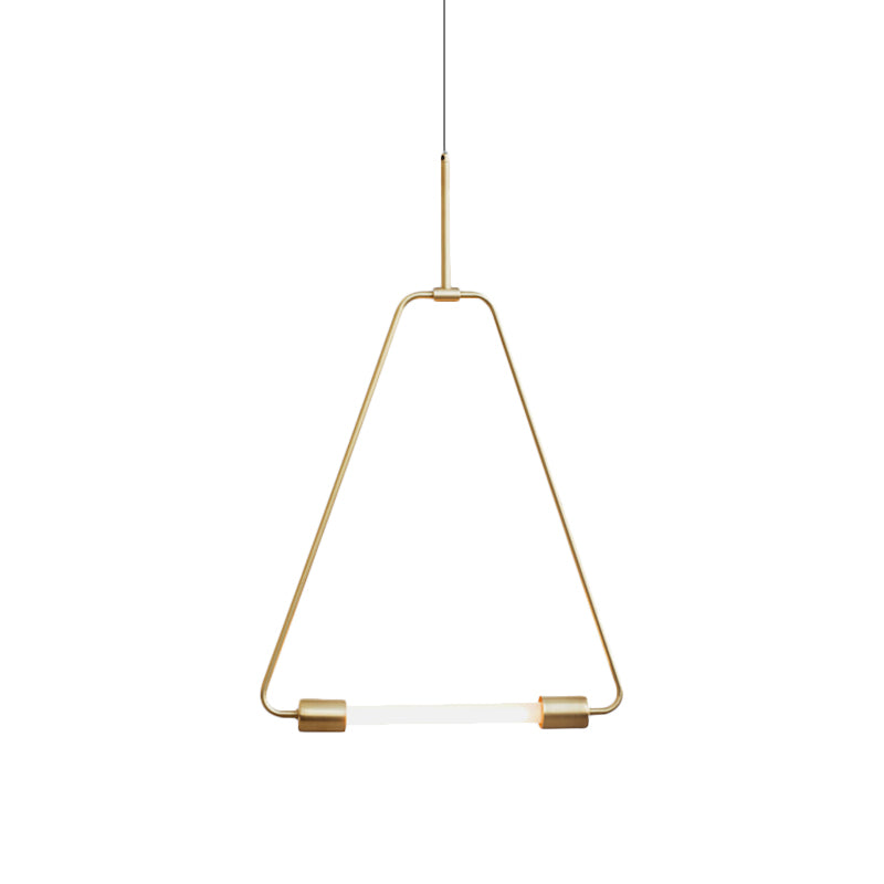 Black/Gold Metal Ceiling Light Triangle Wire Frame Simple Style LED Pendant Light Fixture for Foyer Clearhalo 'Ceiling Lights' 'Modern Pendants' 'Modern' 'Pendant Lights' 'Pendants' Lighting' 770608