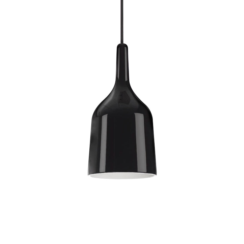 6"/8"/10.5" Wide Bell Pendant Lighting Modern Metal 1 Light Black/White/Chrome Hanging Ceiling Light Clearhalo 'Ceiling Lights' 'Modern Pendants' 'Modern' 'Pendant Lights' 'Pendants' Lighting' 770701