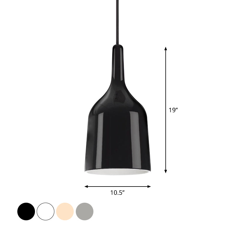 6"/8"/10.5" Wide Bell Pendant Lighting Modern Metal 1 Light Black/White/Chrome Hanging Ceiling Light Clearhalo 'Ceiling Lights' 'Modern Pendants' 'Modern' 'Pendant Lights' 'Pendants' Lighting' 770704