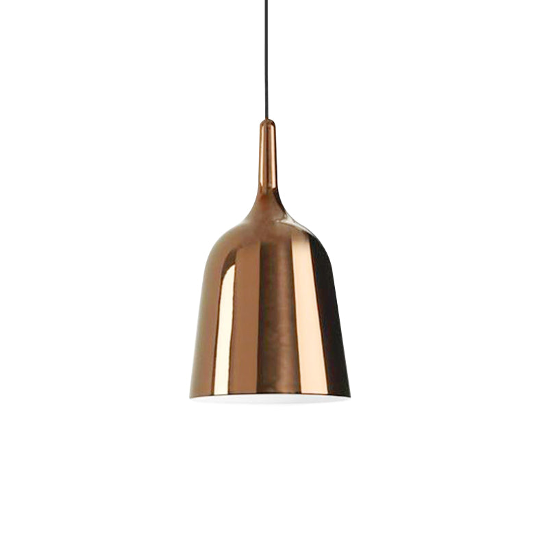 6"/8"/10.5" Wide Bell Pendant Lighting Modern Metal 1 Light Black/White/Chrome Hanging Ceiling Light Clearhalo 'Ceiling Lights' 'Modern Pendants' 'Modern' 'Pendant Lights' 'Pendants' Lighting' 770712