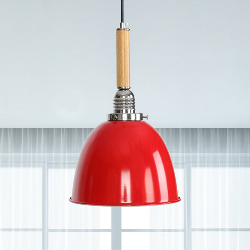 Bell Ceiling Pendant with Adjustable Hanging Cord Lodge Style 1 Light Warehouse Lighting Fixture Red Clearhalo 'Art Deco Pendants' 'Cast Iron' 'Ceiling Lights' 'Ceramic' 'Crystal' 'Industrial Pendants' 'Industrial' 'Metal' 'Middle Century Pendants' 'Pendant Lights' 'Pendants' 'Tiffany' Lighting' 770750