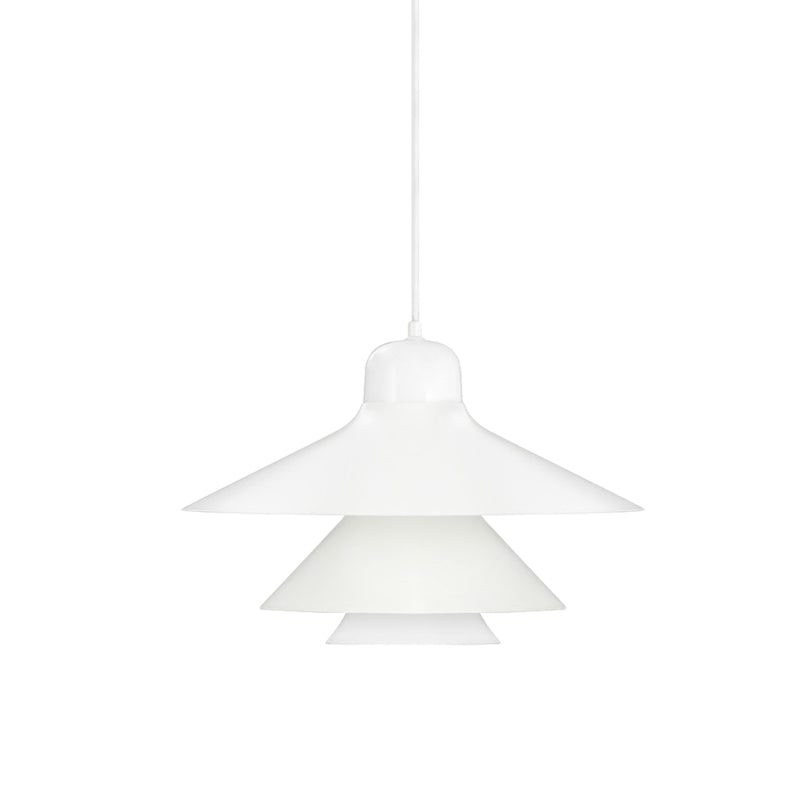 Tiered Cone Shade Indoor Pendant Light Nordic Style Metal and Glass 1 Light Gray/White/Red Hanging Ceiling Fixture Clearhalo 'Ceiling Lights' 'Modern Pendants' 'Modern' 'Pendant Lights' 'Pendants' Lighting' 770788