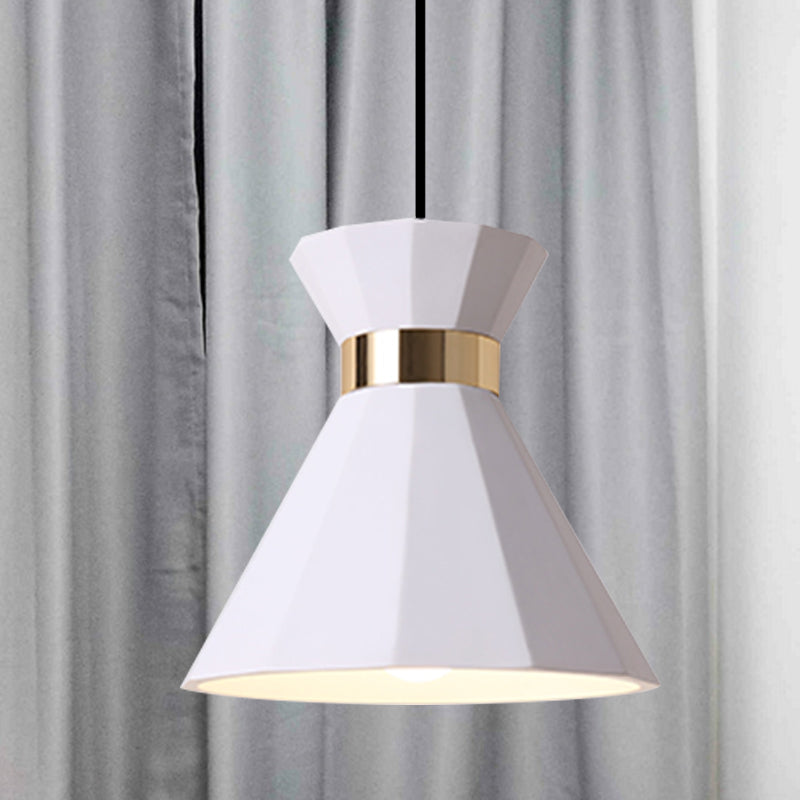 7.5"/9" W Conical Metal and Resin Suspension Lamp Nordic Style 1 Light Bedside Pendant Light with Adjustable Cord in Black/White/Grey White 9" Clearhalo 'Ceiling Lights' 'Modern Pendants' 'Modern' 'Pendant Lights' 'Pendants' Lighting' 770805