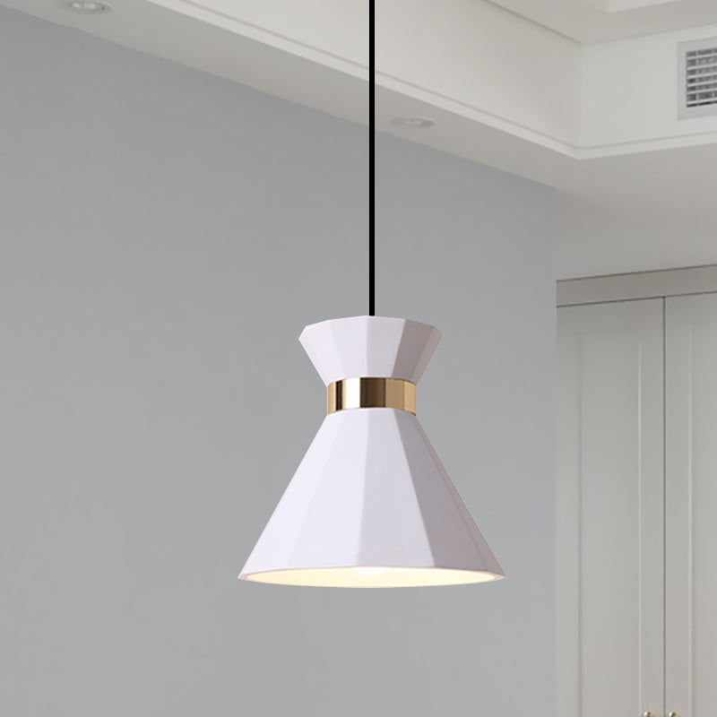 7.5"/9" W Conical Metal and Resin Suspension Lamp Nordic Style 1 Light Bedside Pendant Light with Adjustable Cord in Black/White/Grey Clearhalo 'Ceiling Lights' 'Modern Pendants' 'Modern' 'Pendant Lights' 'Pendants' Lighting' 770806