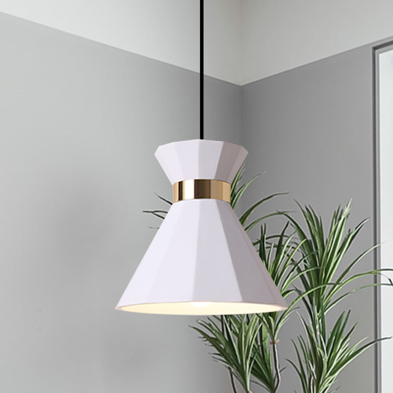 7.5"/9" W Conical Metal and Resin Suspension Lamp Nordic Style 1 Light Bedside Pendant Light with Adjustable Cord in Black/White/Grey Clearhalo 'Ceiling Lights' 'Modern Pendants' 'Modern' 'Pendant Lights' 'Pendants' Lighting' 770807