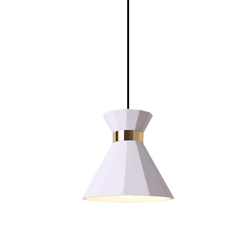 7.5"/9" W Conical Metal and Resin Suspension Lamp Nordic Style 1 Light Bedside Pendant Light with Adjustable Cord in Black/White/Grey Clearhalo 'Ceiling Lights' 'Modern Pendants' 'Modern' 'Pendant Lights' 'Pendants' Lighting' 770808