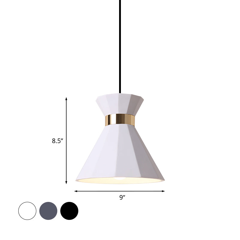 7.5"/9" W Conical Metal and Resin Suspension Lamp Nordic Style 1 Light Bedside Pendant Light with Adjustable Cord in Black/White/Grey Clearhalo 'Ceiling Lights' 'Modern Pendants' 'Modern' 'Pendant Lights' 'Pendants' Lighting' 770809