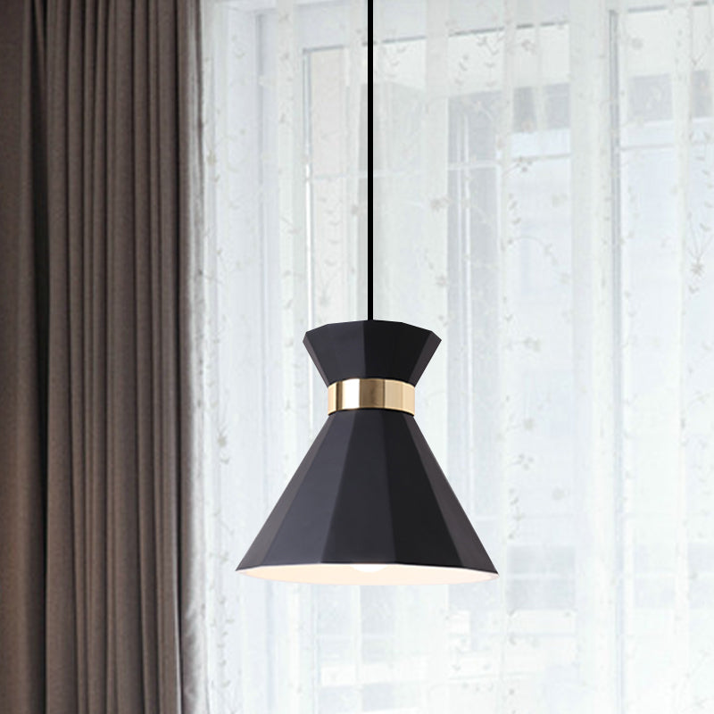 7.5"/9" W Conical Metal and Resin Suspension Lamp Nordic Style 1 Light Bedside Pendant Light with Adjustable Cord in Black/White/Grey Clearhalo 'Ceiling Lights' 'Modern Pendants' 'Modern' 'Pendant Lights' 'Pendants' Lighting' 770815