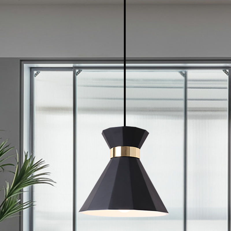 7.5"/9" W Conical Metal and Resin Suspension Lamp Nordic Style 1 Light Bedside Pendant Light with Adjustable Cord in Black/White/Grey Clearhalo 'Ceiling Lights' 'Modern Pendants' 'Modern' 'Pendant Lights' 'Pendants' Lighting' 770816