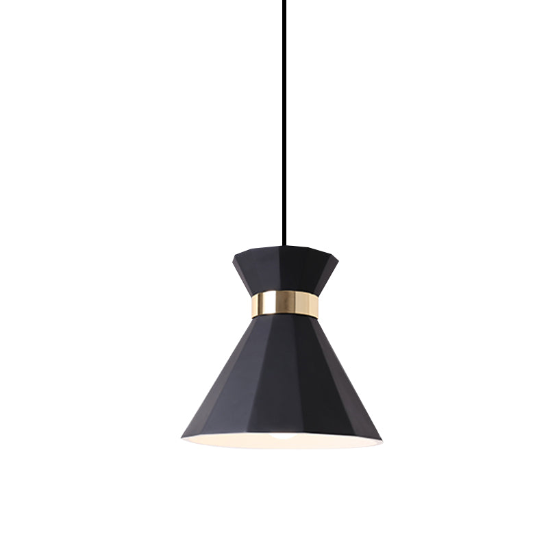 7.5"/9" W Conical Metal and Resin Suspension Lamp Nordic Style 1 Light Bedside Pendant Light with Adjustable Cord in Black/White/Grey Clearhalo 'Ceiling Lights' 'Modern Pendants' 'Modern' 'Pendant Lights' 'Pendants' Lighting' 770817