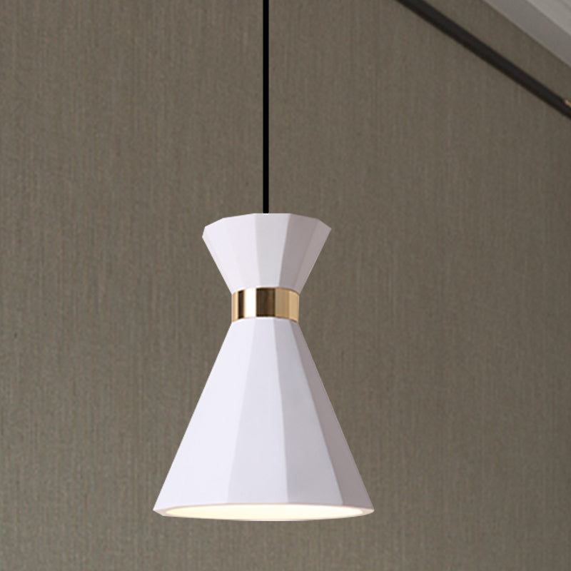 7.5"/9" W Conical Metal and Resin Suspension Lamp Nordic Style 1 Light Bedside Pendant Light with Adjustable Cord in Black/White/Grey White 7.5" Clearhalo 'Ceiling Lights' 'Modern Pendants' 'Modern' 'Pendant Lights' 'Pendants' Lighting' 770818