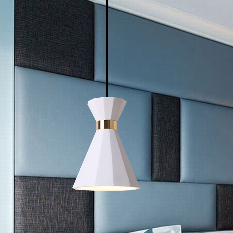 7.5"/9" W Conical Metal and Resin Suspension Lamp Nordic Style 1 Light Bedside Pendant Light with Adjustable Cord in Black/White/Grey Clearhalo 'Ceiling Lights' 'Modern Pendants' 'Modern' 'Pendant Lights' 'Pendants' Lighting' 770819