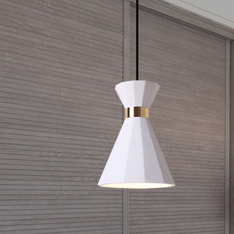 7.5"/9" W Conical Metal and Resin Suspension Lamp Nordic Style 1 Light Bedside Pendant Light with Adjustable Cord in Black/White/Grey Clearhalo 'Ceiling Lights' 'Modern Pendants' 'Modern' 'Pendant Lights' 'Pendants' Lighting' 770820