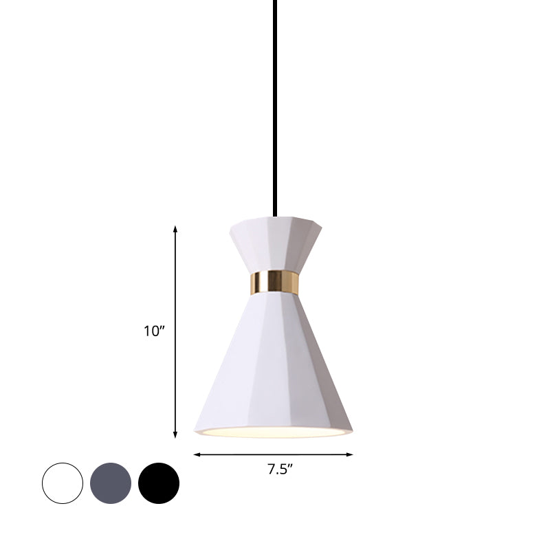 7.5"/9" W Conical Metal and Resin Suspension Lamp Nordic Style 1 Light Bedside Pendant Light with Adjustable Cord in Black/White/Grey Clearhalo 'Ceiling Lights' 'Modern Pendants' 'Modern' 'Pendant Lights' 'Pendants' Lighting' 770822