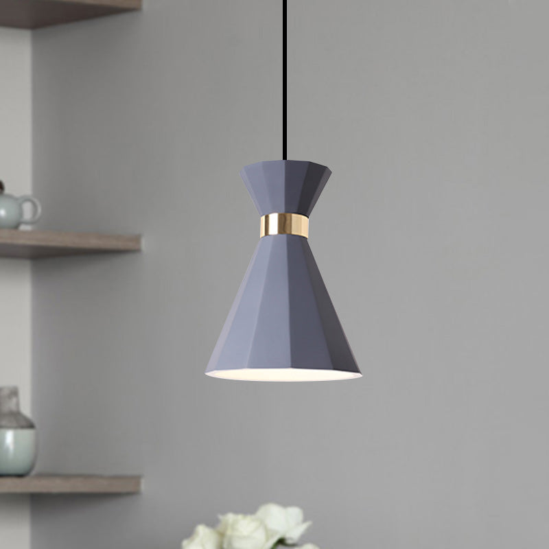 7.5"/9" W Conical Metal and Resin Suspension Lamp Nordic Style 1 Light Bedside Pendant Light with Adjustable Cord in Black/White/Grey Clearhalo 'Ceiling Lights' 'Modern Pendants' 'Modern' 'Pendant Lights' 'Pendants' Lighting' 770824