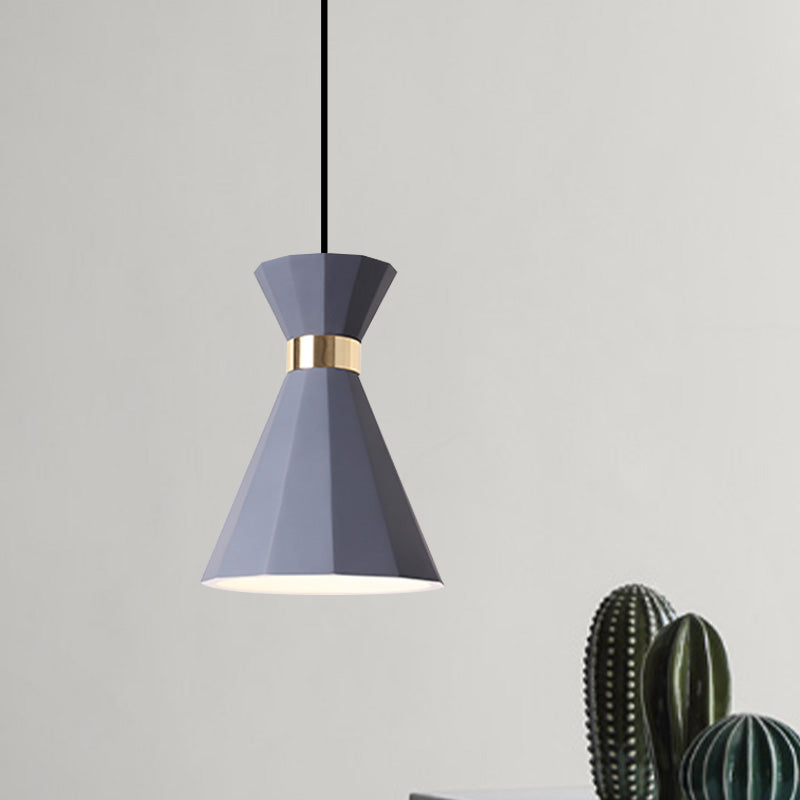 7.5"/9" W Conical Metal and Resin Suspension Lamp Nordic Style 1 Light Bedside Pendant Light with Adjustable Cord in Black/White/Grey Clearhalo 'Ceiling Lights' 'Modern Pendants' 'Modern' 'Pendant Lights' 'Pendants' Lighting' 770825