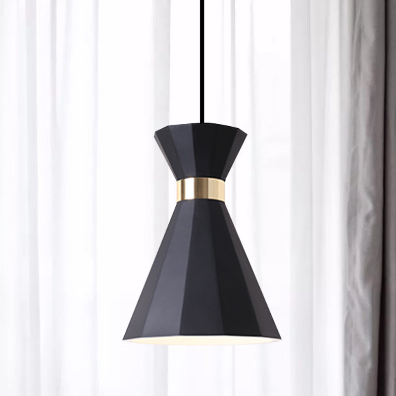 7.5"/9" W Conical Metal and Resin Suspension Lamp Nordic Style 1 Light Bedside Pendant Light with Adjustable Cord in Black/White/Grey Black 7.5" Clearhalo 'Ceiling Lights' 'Modern Pendants' 'Modern' 'Pendant Lights' 'Pendants' Lighting' 770827