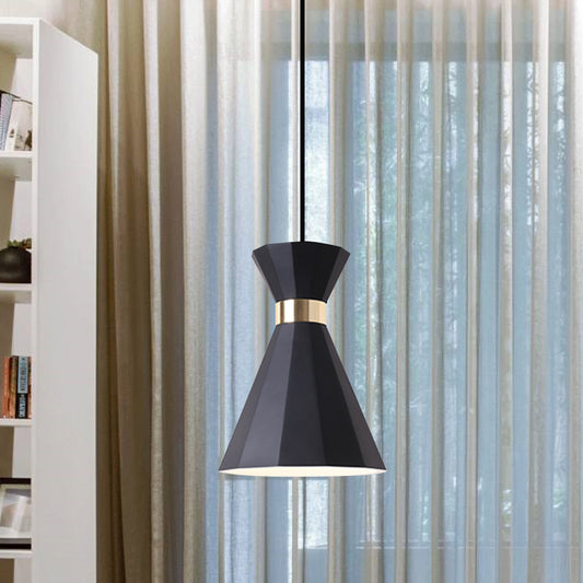 7.5"/9" W Conical Metal and Resin Suspension Lamp Nordic Style 1 Light Bedside Pendant Light with Adjustable Cord in Black/White/Grey Clearhalo 'Ceiling Lights' 'Modern Pendants' 'Modern' 'Pendant Lights' 'Pendants' Lighting' 770828