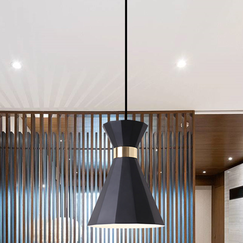 7.5"/9" W Conical Metal and Resin Suspension Lamp Nordic Style 1 Light Bedside Pendant Light with Adjustable Cord in Black/White/Grey Clearhalo 'Ceiling Lights' 'Modern Pendants' 'Modern' 'Pendant Lights' 'Pendants' Lighting' 770829