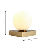 Modernism Round Ball Table Lamp White Glass 1 Head Bedside Table Lighting with Metal Squared Base Clearhalo 'Lamps' 'Table Lamps' Lighting' 770903