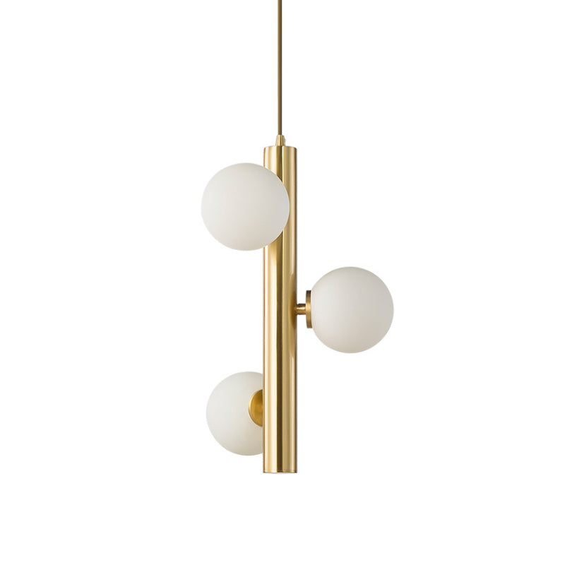 Black/White/Gold Linear Chandelier Light Simplicity 3 Lights White Glass Hanging Pendant Light Clearhalo 'Ceiling Lights' 'Chandeliers' 'Modern Chandeliers' 'Modern' Lighting' 770906