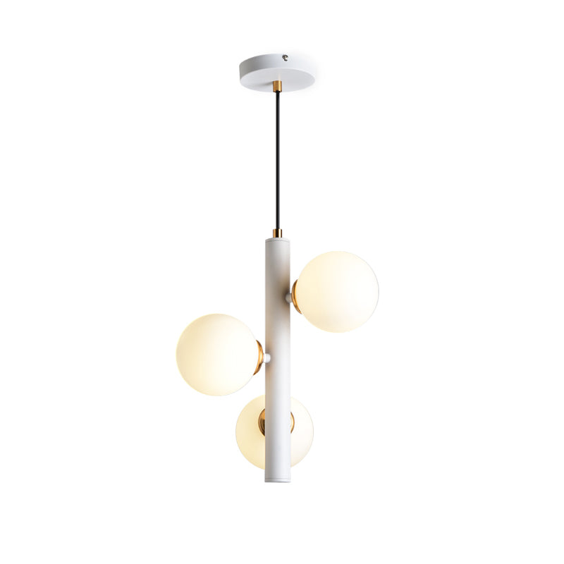 Black/White/Gold Linear Chandelier Light Simplicity 3 Lights White Glass Hanging Pendant Light Clearhalo 'Ceiling Lights' 'Chandeliers' 'Modern Chandeliers' 'Modern' Lighting' 770915