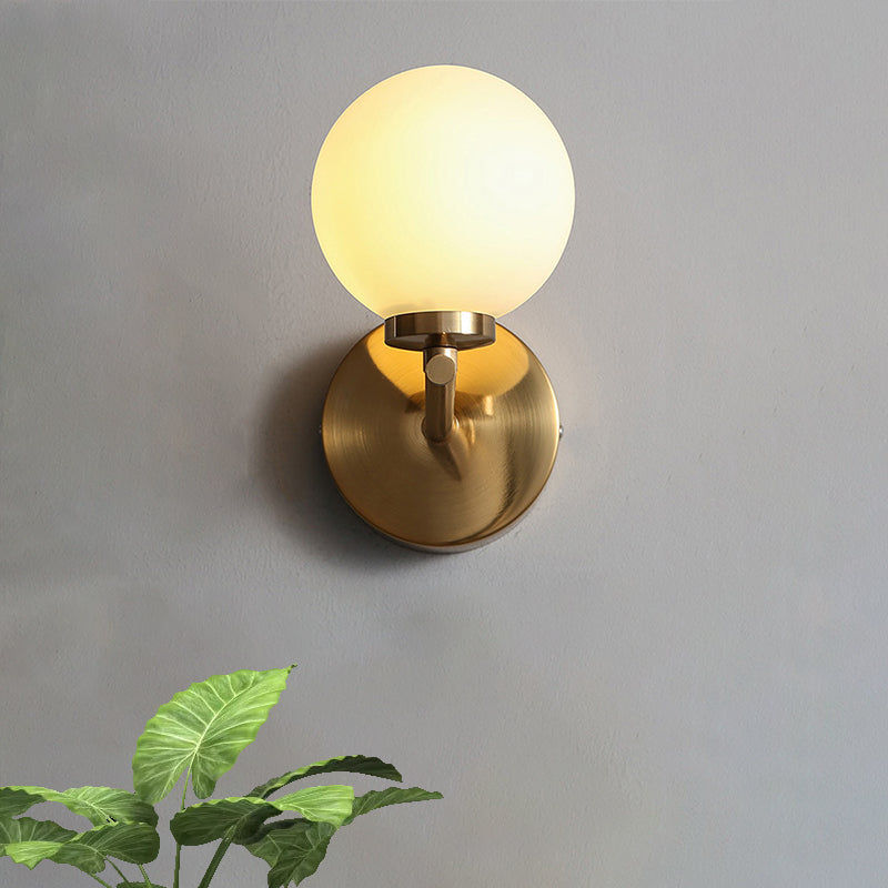 Nordic Style 1/2 Light Wall Sconce Light Gold Orb Wall Mount Lighting with Glass Shade Clearhalo 'Cast Iron' 'Glass' 'Industrial' 'Modern wall lights' 'Modern' 'Tiffany' 'Traditional wall lights' 'Wall Lamps & Sconces' 'Wall Lights' Lighting' 770918