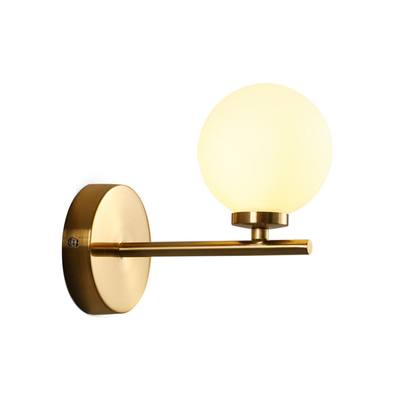 Nordic Style 1/2 Light Wall Sconce Light Gold Orb Wall Mount Lighting with Glass Shade Clearhalo 'Cast Iron' 'Glass' 'Industrial' 'Modern wall lights' 'Modern' 'Tiffany' 'Traditional wall lights' 'Wall Lamps & Sconces' 'Wall Lights' Lighting' 770919