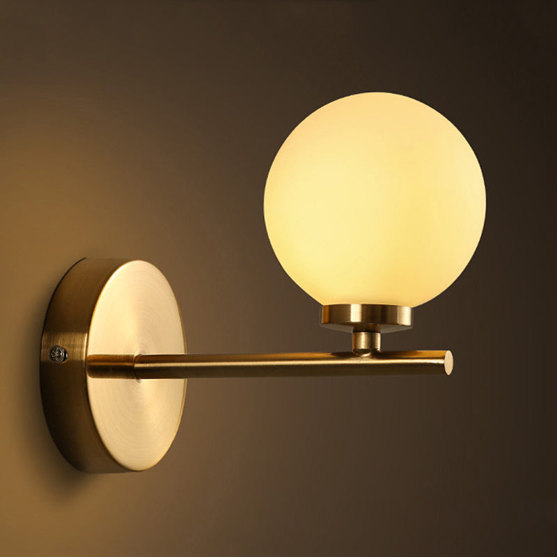 Nordic Style 1/2 Light Wall Sconce Light Gold Orb Wall Mount Lighting with Glass Shade Clearhalo 'Cast Iron' 'Glass' 'Industrial' 'Modern wall lights' 'Modern' 'Tiffany' 'Traditional wall lights' 'Wall Lamps & Sconces' 'Wall Lights' Lighting' 770920