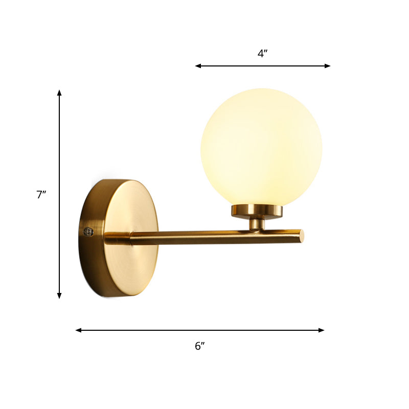 Nordic Style 1/2 Light Wall Sconce Light Gold Orb Wall Mount Lighting with Glass Shade Clearhalo 'Cast Iron' 'Glass' 'Industrial' 'Modern wall lights' 'Modern' 'Tiffany' 'Traditional wall lights' 'Wall Lamps & Sconces' 'Wall Lights' Lighting' 770921