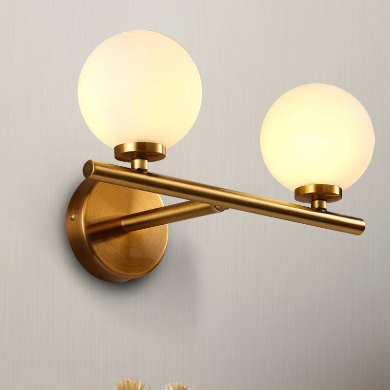 Nordic Style 1/2 Light Wall Sconce Light Gold Orb Wall Mount Lighting with Glass Shade 2.0 Gold Clearhalo 'Cast Iron' 'Glass' 'Industrial' 'Modern wall lights' 'Modern' 'Tiffany' 'Traditional wall lights' 'Wall Lamps & Sconces' 'Wall Lights' Lighting' 770922
