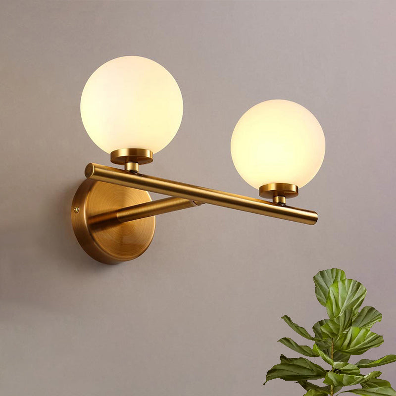 Nordic Style 1/2 Light Wall Sconce Light Gold Orb Wall Mount Lighting with Glass Shade Clearhalo 'Cast Iron' 'Glass' 'Industrial' 'Modern wall lights' 'Modern' 'Tiffany' 'Traditional wall lights' 'Wall Lamps & Sconces' 'Wall Lights' Lighting' 770923