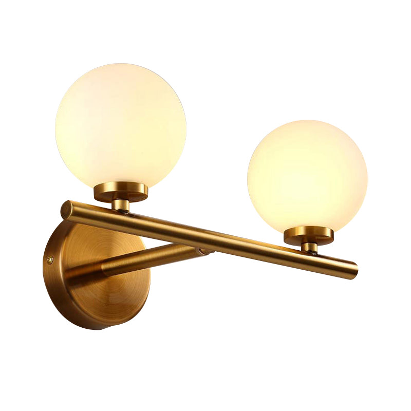 Nordic Style 1/2 Light Wall Sconce Light Gold Orb Wall Mount Lighting with Glass Shade Clearhalo 'Cast Iron' 'Glass' 'Industrial' 'Modern wall lights' 'Modern' 'Tiffany' 'Traditional wall lights' 'Wall Lamps & Sconces' 'Wall Lights' Lighting' 770924