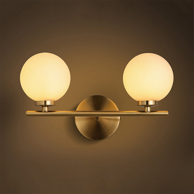 Nordic Style 1/2 Light Wall Sconce Light Gold Orb Wall Mount Lighting with Glass Shade Clearhalo 'Cast Iron' 'Glass' 'Industrial' 'Modern wall lights' 'Modern' 'Tiffany' 'Traditional wall lights' 'Wall Lamps & Sconces' 'Wall Lights' Lighting' 770925