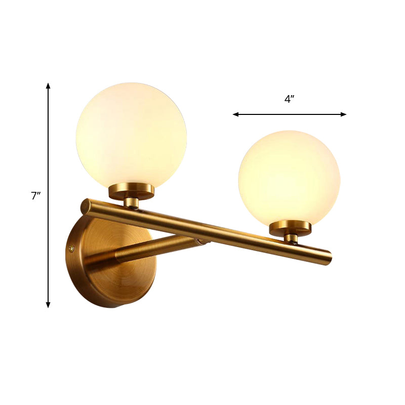 Nordic Style 1/2 Light Wall Sconce Light Gold Orb Wall Mount Lighting with Glass Shade Clearhalo 'Cast Iron' 'Glass' 'Industrial' 'Modern wall lights' 'Modern' 'Tiffany' 'Traditional wall lights' 'Wall Lamps & Sconces' 'Wall Lights' Lighting' 770926