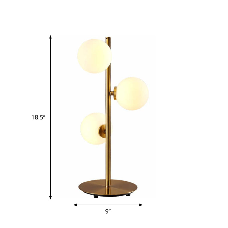 3 Lights Table Lamps Post Modern Style Gold Table Light with Globe White Glass Shade Clearhalo 'Lamps' 'Table Lamps' Lighting' 770931