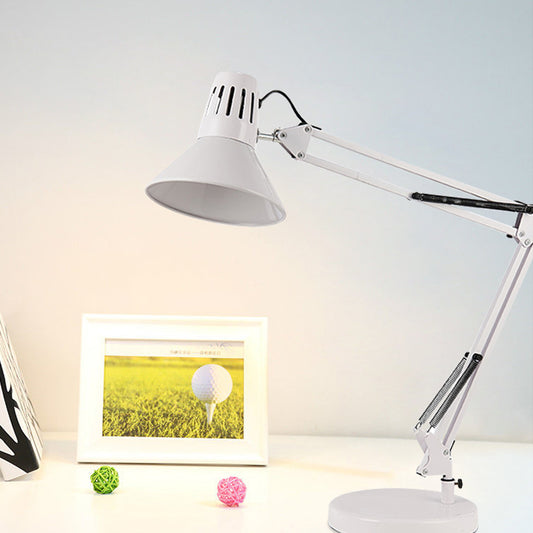 Multi-Joint Desk Lamp Nordic Style Metallic 1 Light White Reading Book Light with Cone Shade for Bedroom White B Clearhalo 'Lamps' 'Table Lamps' Lighting' 770950