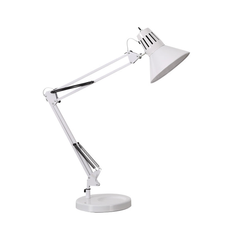 Multi-Joint Desk Lamp Nordic Style Metallic 1 Light White Reading Book Light with Cone Shade for Bedroom Clearhalo 'Lamps' 'Table Lamps' Lighting' 770953