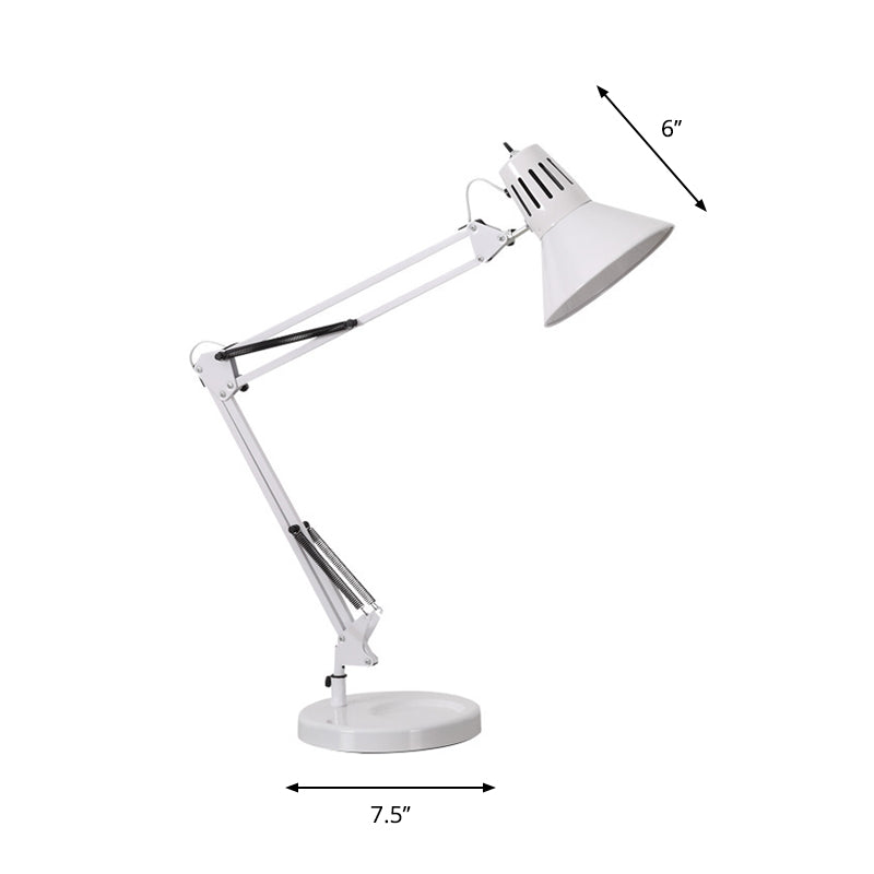 Multi-Joint Desk Lamp Nordic Style Metallic 1 Light White Reading Book Light with Cone Shade for Bedroom Clearhalo 'Lamps' 'Table Lamps' Lighting' 770954